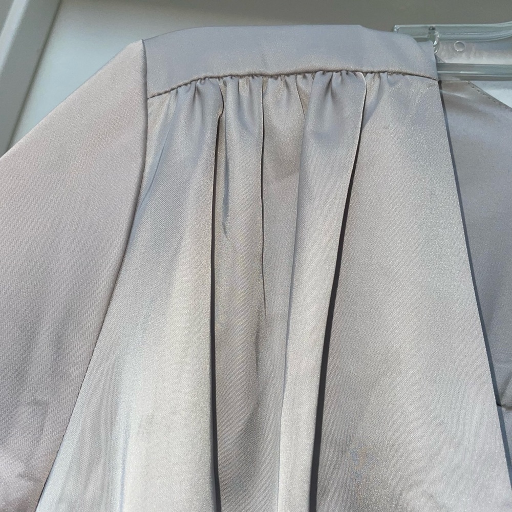 Jason Wu Satin Peplum Blouse M NWT | Puff Sleeve | Champagne Taupe Top Medium - Picture 4 of 9